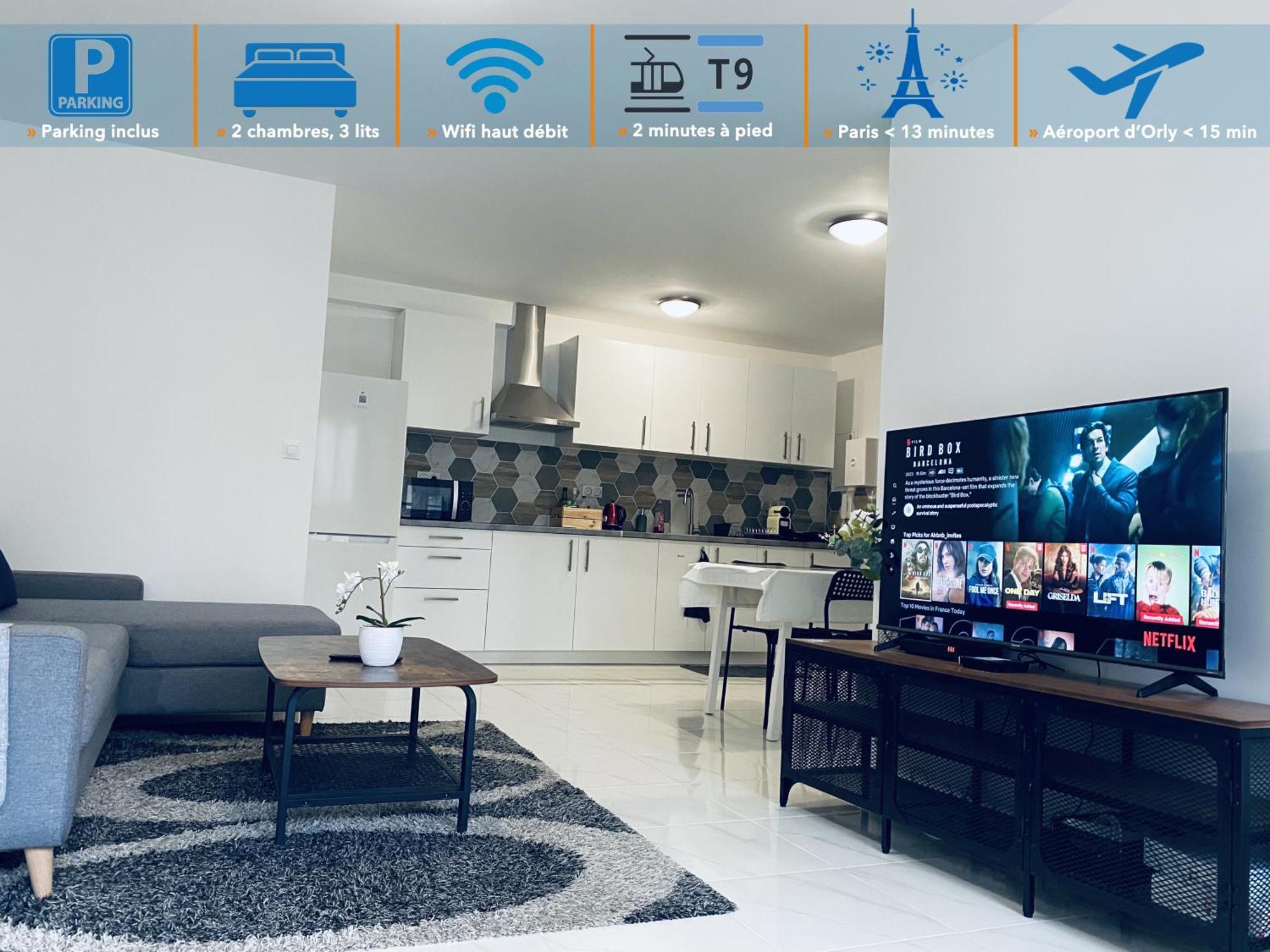 Appartement Parisien Neuf, Moderne Avec Une Grande Salon, 2 Chambres, 4 Lits, Parking Gratuit, 15Min De Paris Et 13 Min Aeroport Orly Vitry-sur-Seine Exteriér fotografie